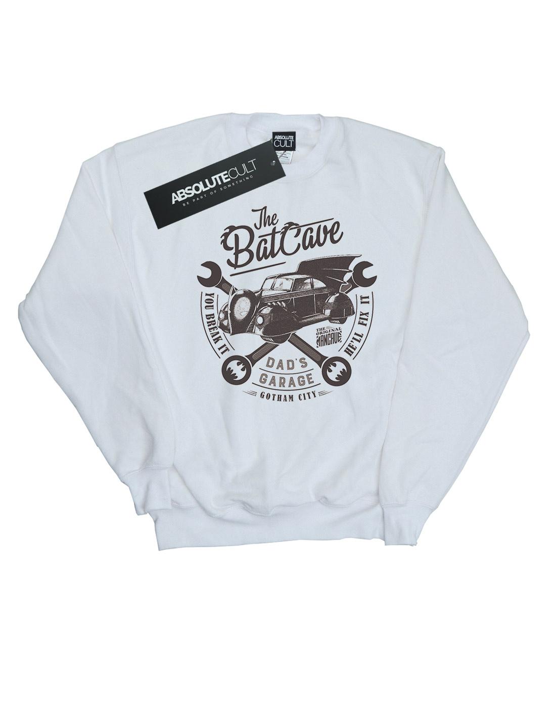 White - Front - DC Comics Mens Batman Dad´s Garage Cotton Sweatshirt