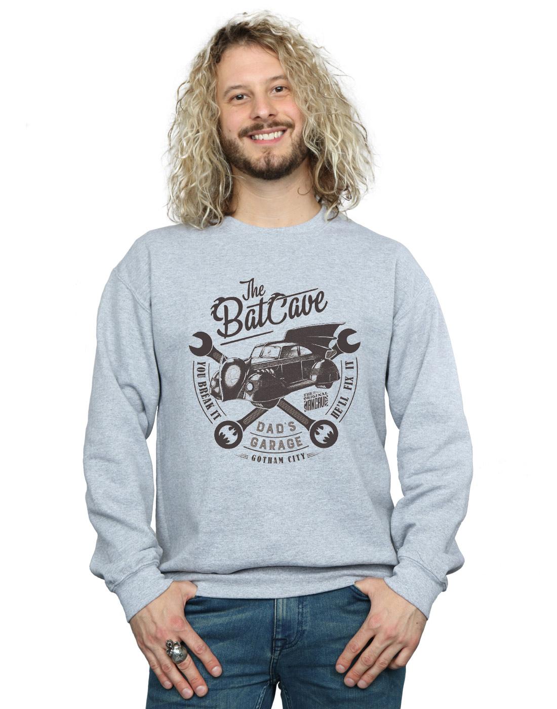 Sports Grey - Back - DC Comics Mens Batman Dad´s Garage Cotton Sweatshirt