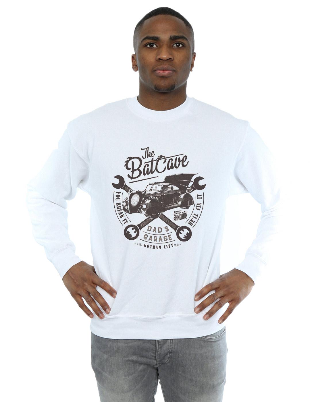 White - Back - DC Comics Mens Batman Dad´s Garage Cotton Sweatshirt