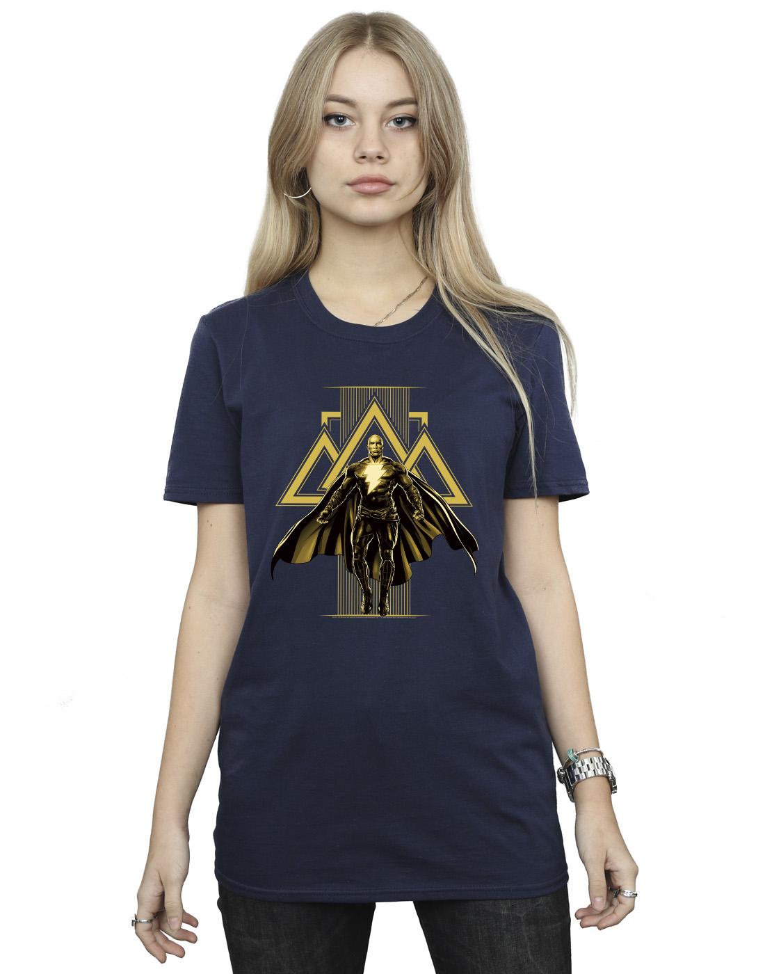 Navy Blue - Front - DC Comics Womens-Ladies Black Adam Rising Golden Symbols Cotton Boyfriend T-Shirt