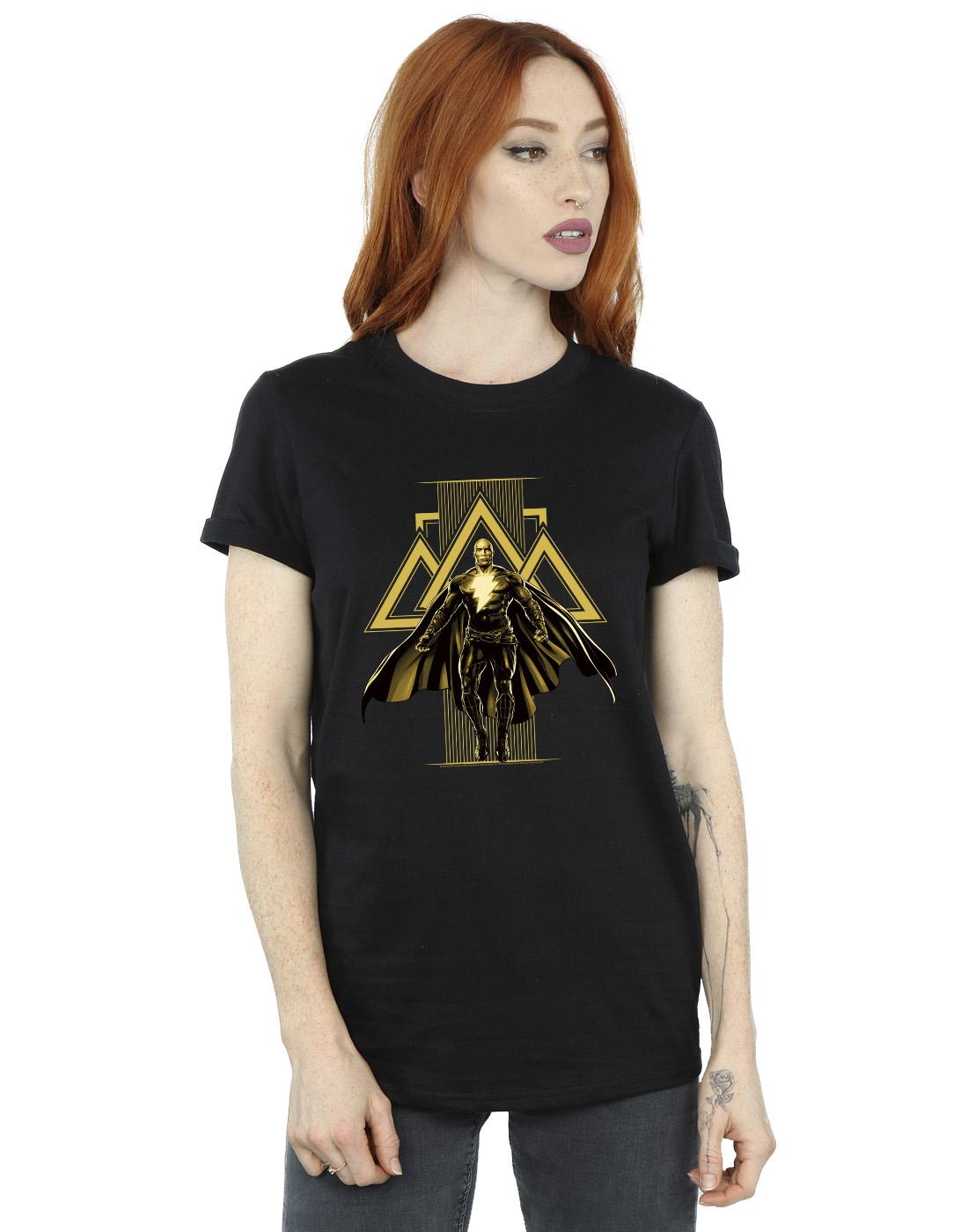 Black - Back - DC Comics Womens-Ladies Black Adam Rising Golden Symbols Cotton Boyfriend T-Shirt
