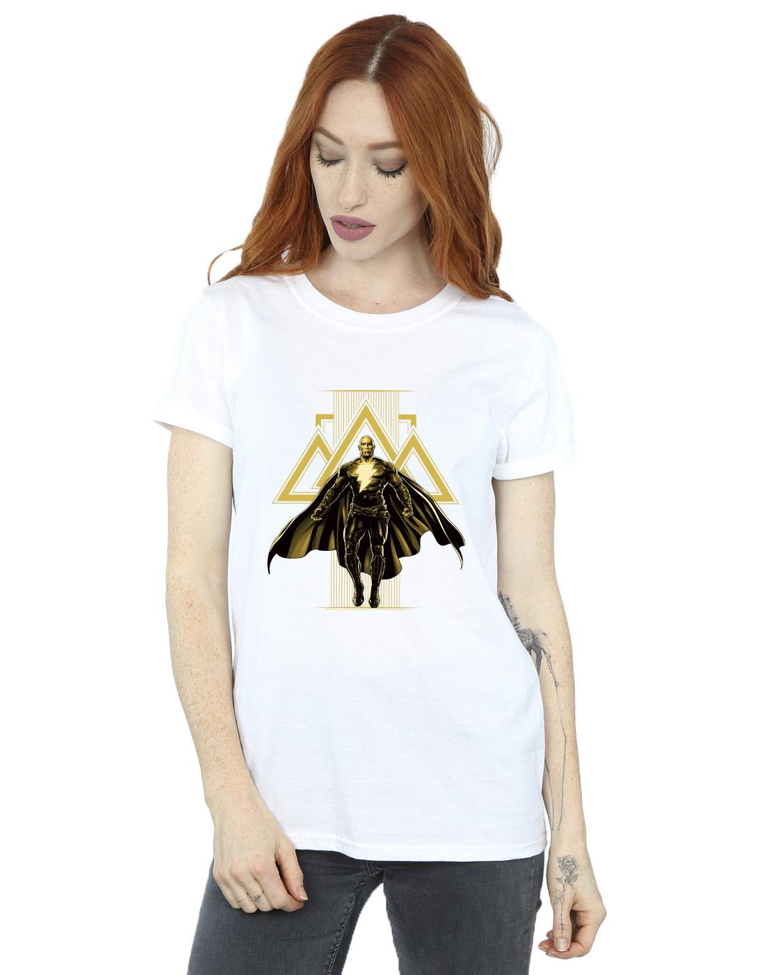 White - Back - DC Comics Womens-Ladies Black Adam Rising Golden Symbols Cotton Boyfriend T-Shirt
