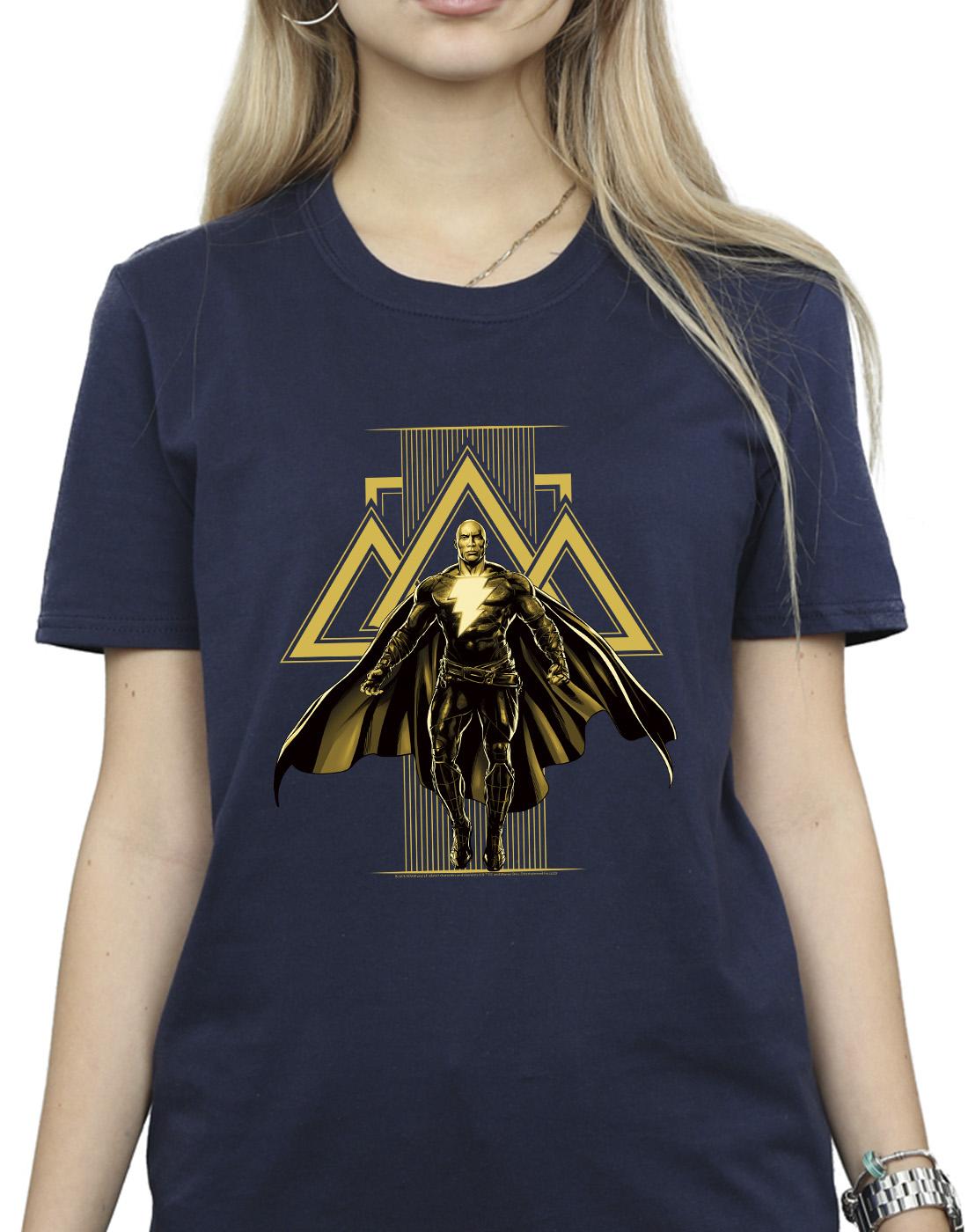 Navy Blue - Back - DC Comics Womens-Ladies Black Adam Rising Golden Symbols Cotton Boyfriend T-Shirt