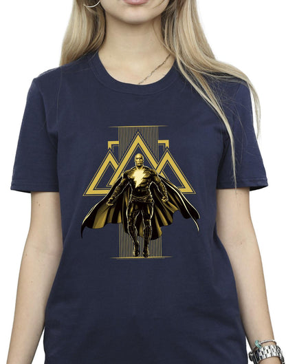 Navy Blue - Back - DC Comics Womens-Ladies Black Adam Rising Golden Symbols Cotton Boyfriend T-Shirt