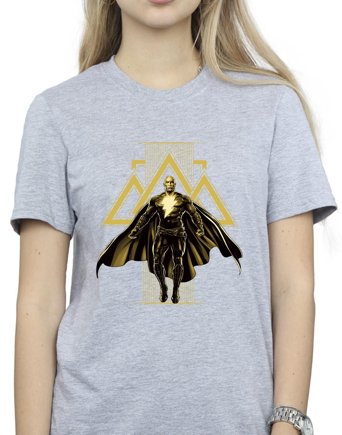 Sports Grey - Back - DC Comics Womens-Ladies Black Adam Rising Golden Symbols Cotton Boyfriend T-Shirt