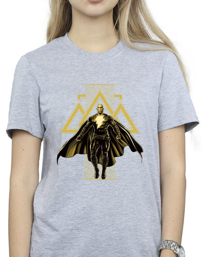 Sports Grey - Back - DC Comics Womens-Ladies Black Adam Rising Golden Symbols Cotton Boyfriend T-Shirt