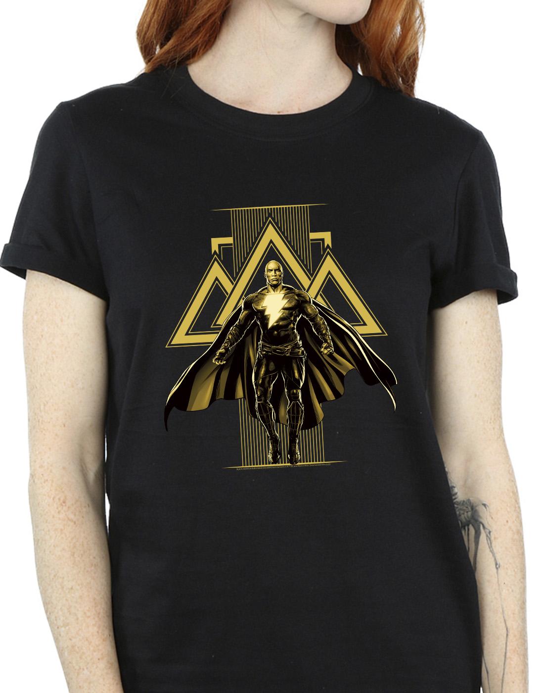 Black - Side - DC Comics Womens-Ladies Black Adam Rising Golden Symbols Cotton Boyfriend T-Shirt
