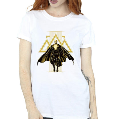 White - Side - DC Comics Womens-Ladies Black Adam Rising Golden Symbols Cotton Boyfriend T-Shirt
