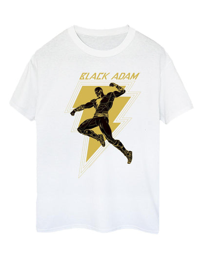 White - Front - DC Comics Womens-Ladies Black Adam Golden Bolt Chest Cotton Boyfriend T-Shirt