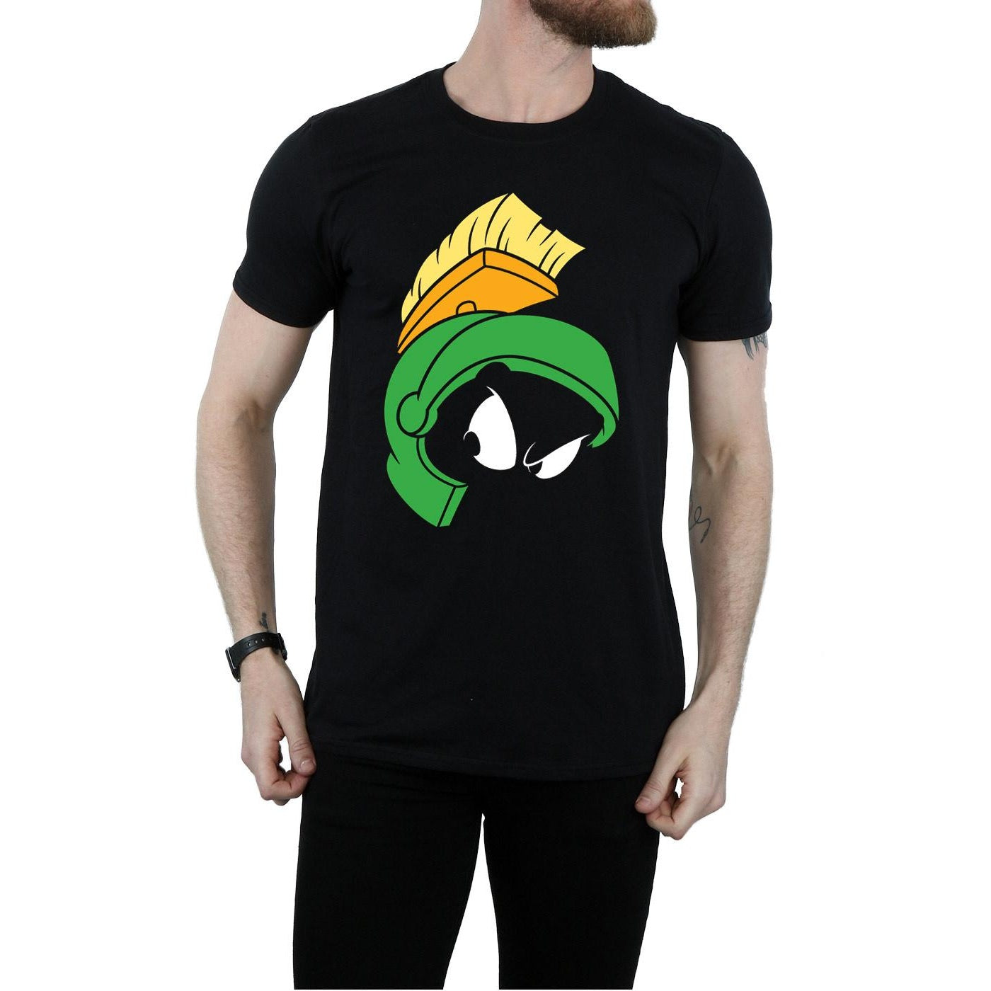 Black - Side - Looney Tunes Mens Marvin The Martian Cotton T-Shirt