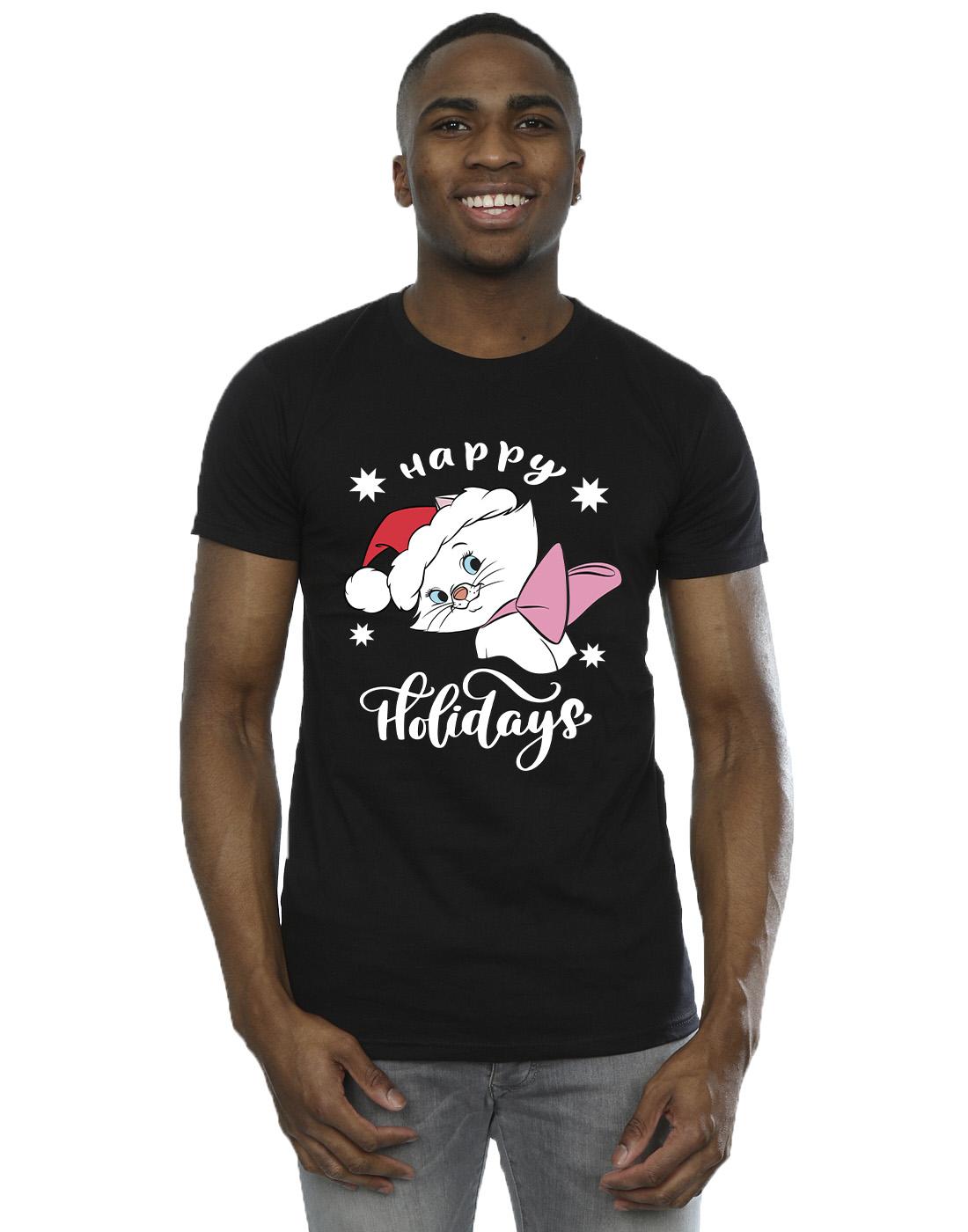 Black - Back - Disney Mens The Aristocats Happy Holidays T-Shirt
