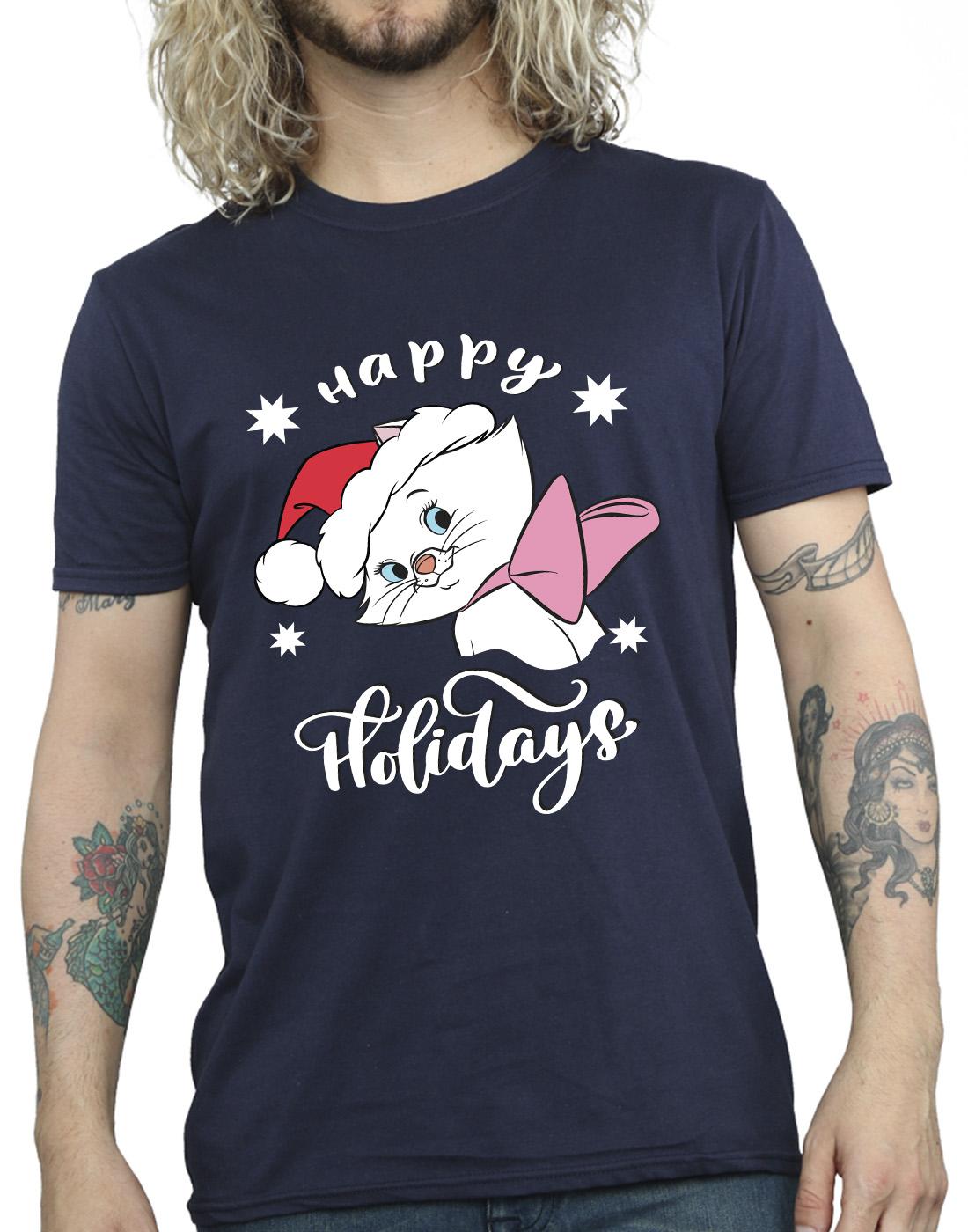 Navy Blue - Side - Disney Mens The Aristocats Happy Holidays T-Shirt