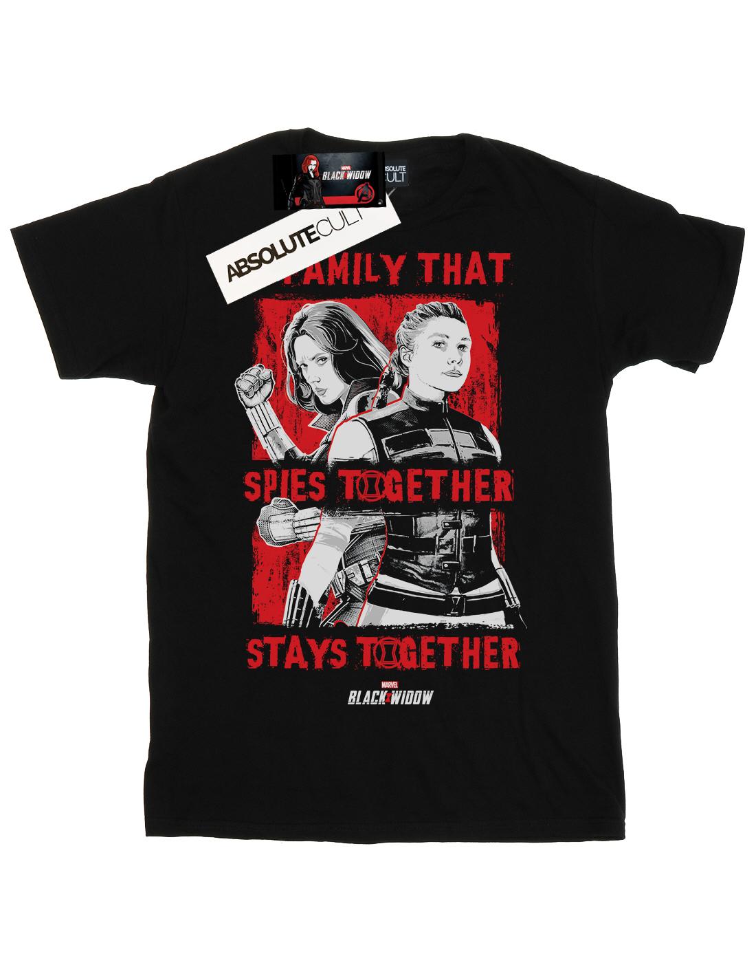 Black - Front - Marvel Womens-Ladies Black Widow Movie Spies Together Cotton Boyfriend T-Shirt