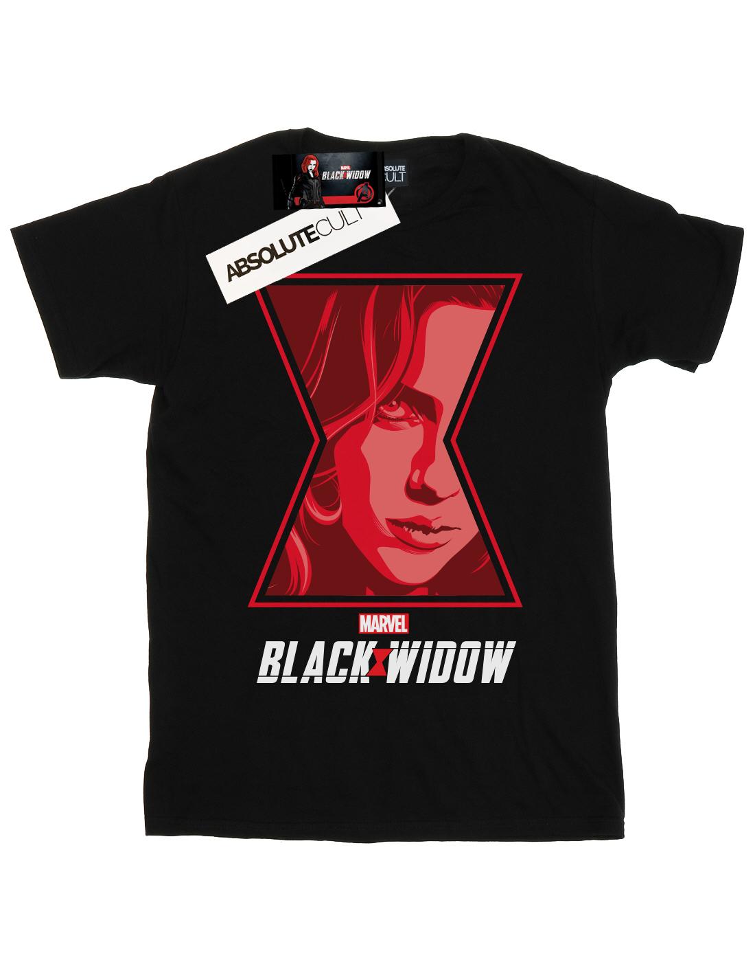 Black - Front - Marvel Womens-Ladies Black Widow Movie Logo Window Cotton Boyfriend T-Shirt