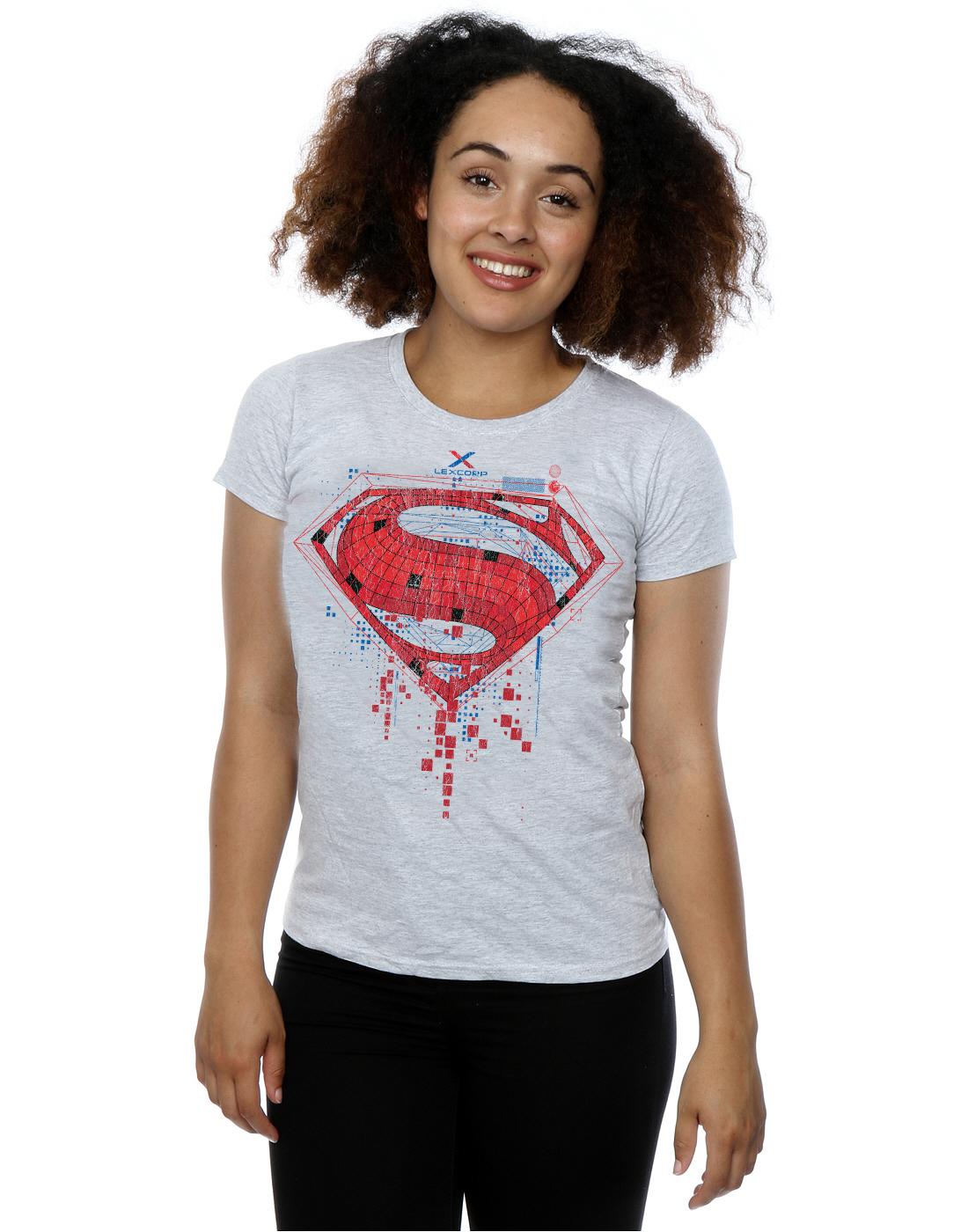 Heather Grey - Back - DC Comics Womens-Ladies Batman v Superman Geo Logo Cotton T-Shirt