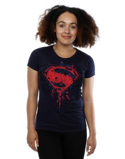 Navy Blue - Back - DC Comics Womens-Ladies Batman v Superman Geo Logo Cotton T-Shirt