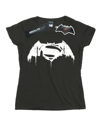 Light Graphite - Front - DC Comics Womens-Ladies Batman v Superman Beaten Logo Cotton T-Shirt