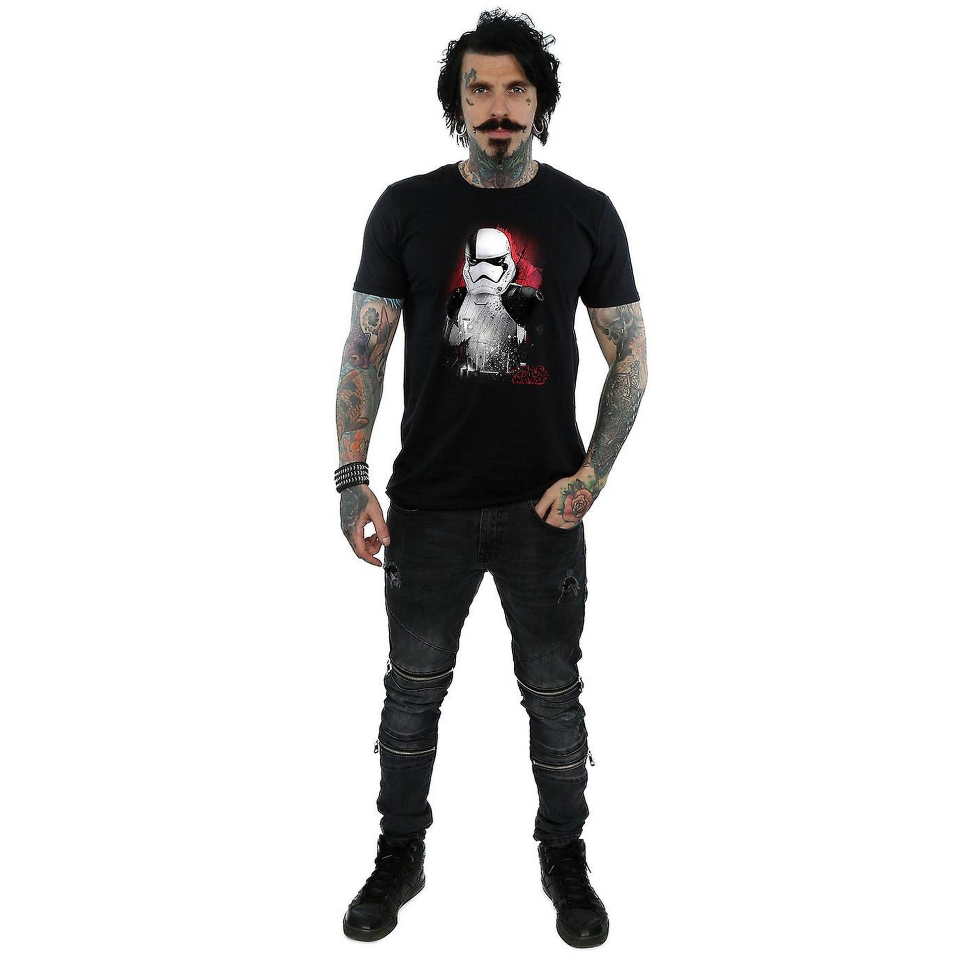 Black - Back - Star Wars: The Last Jedi Mens Stormtrooper Brushed Cotton T-Shirt