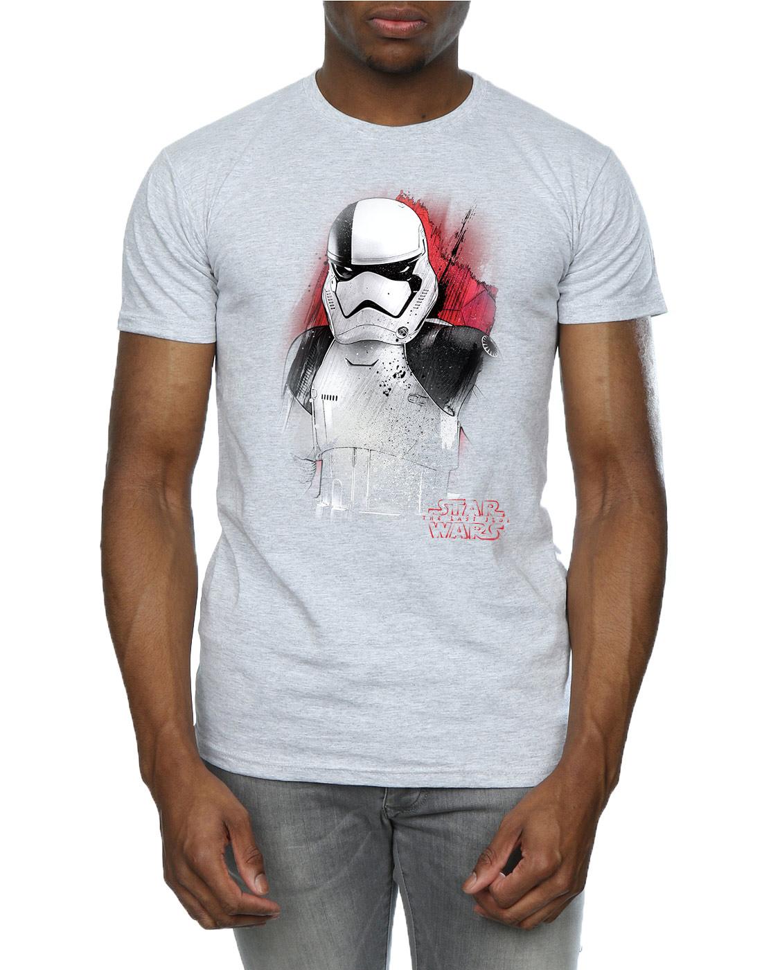 Sports Grey - Side - Star Wars: The Last Jedi Mens Stormtrooper Brushed Cotton T-Shirt