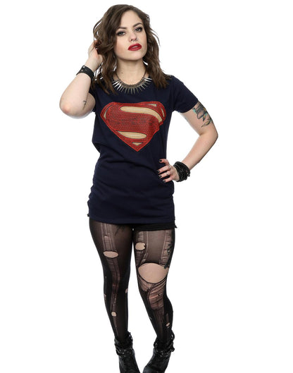 Deep Navy - Lifestyle - DC Comics Womens-Ladies Superman Man Of Steel Logo Cotton T-Shirt