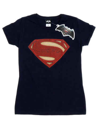 Deep Navy - Front - DC Comics Womens-Ladies Superman Man Of Steel Logo Cotton T-Shirt