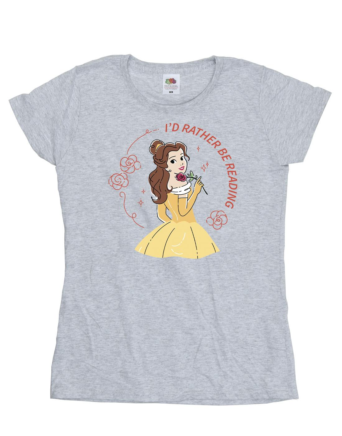 Sports Grey - Front - Disney Womens-Ladies Beauty And The Beast I´d Rather Be Reading Cotton T-Shirt