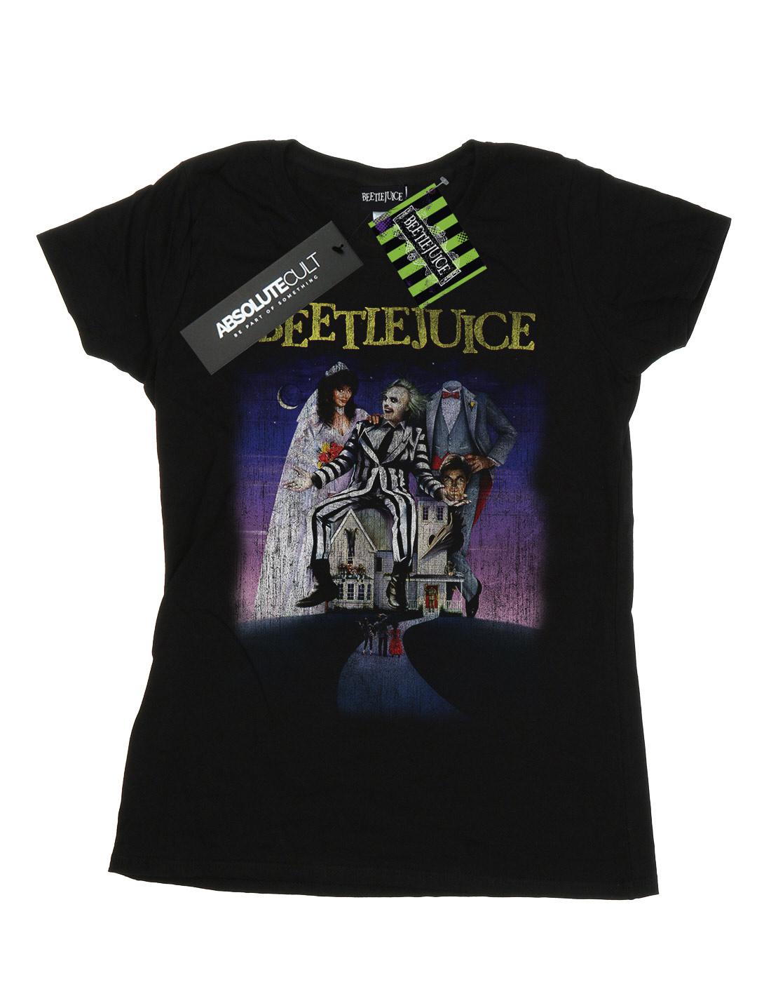 Black - Front - Beetlejuice Womens-Ladies Distressed Poster Cotton T-Shirt