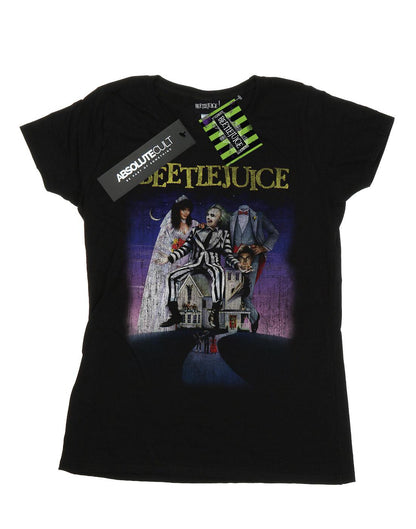 Black - Front - Beetlejuice Womens-Ladies Distressed Poster Cotton T-Shirt