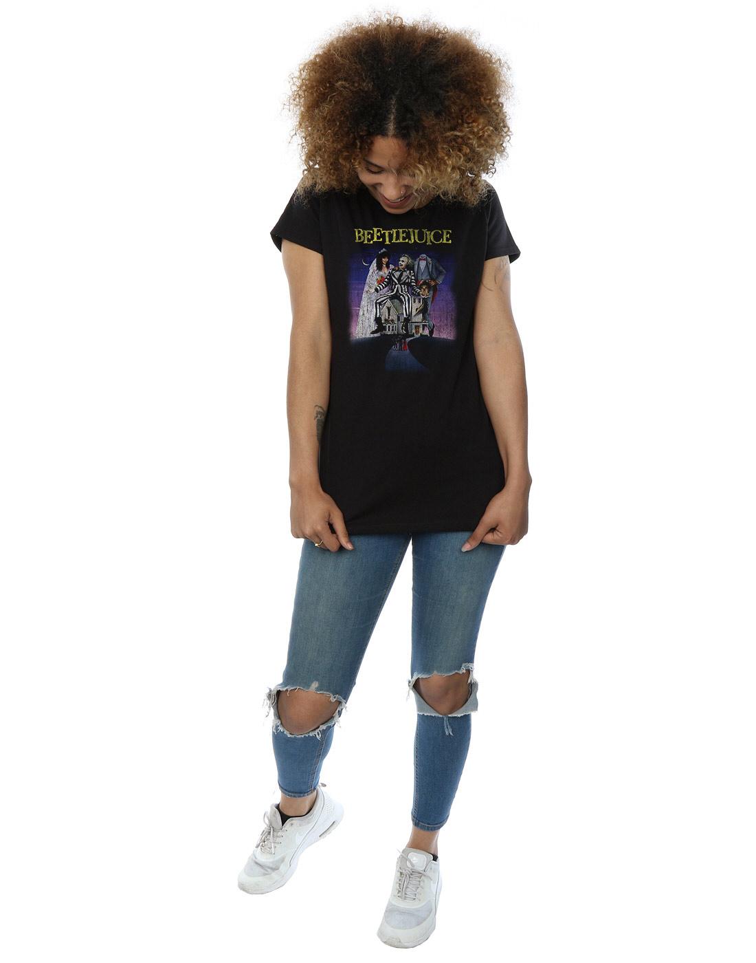 Black - Lifestyle - Beetlejuice Womens-Ladies Distressed Poster Cotton T-Shirt
