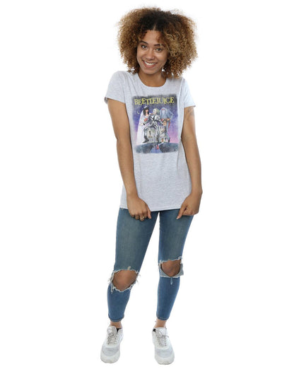 Sports Grey - Lifestyle - Beetlejuice Womens-Ladies Distressed Poster Cotton T-Shirt