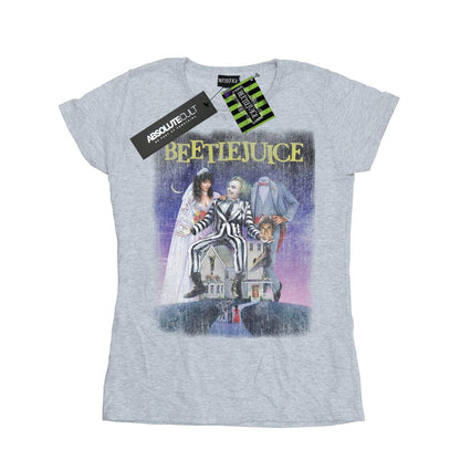 Sports Grey - Front - Beetlejuice Womens-Ladies Distressed Poster Cotton T-Shirt