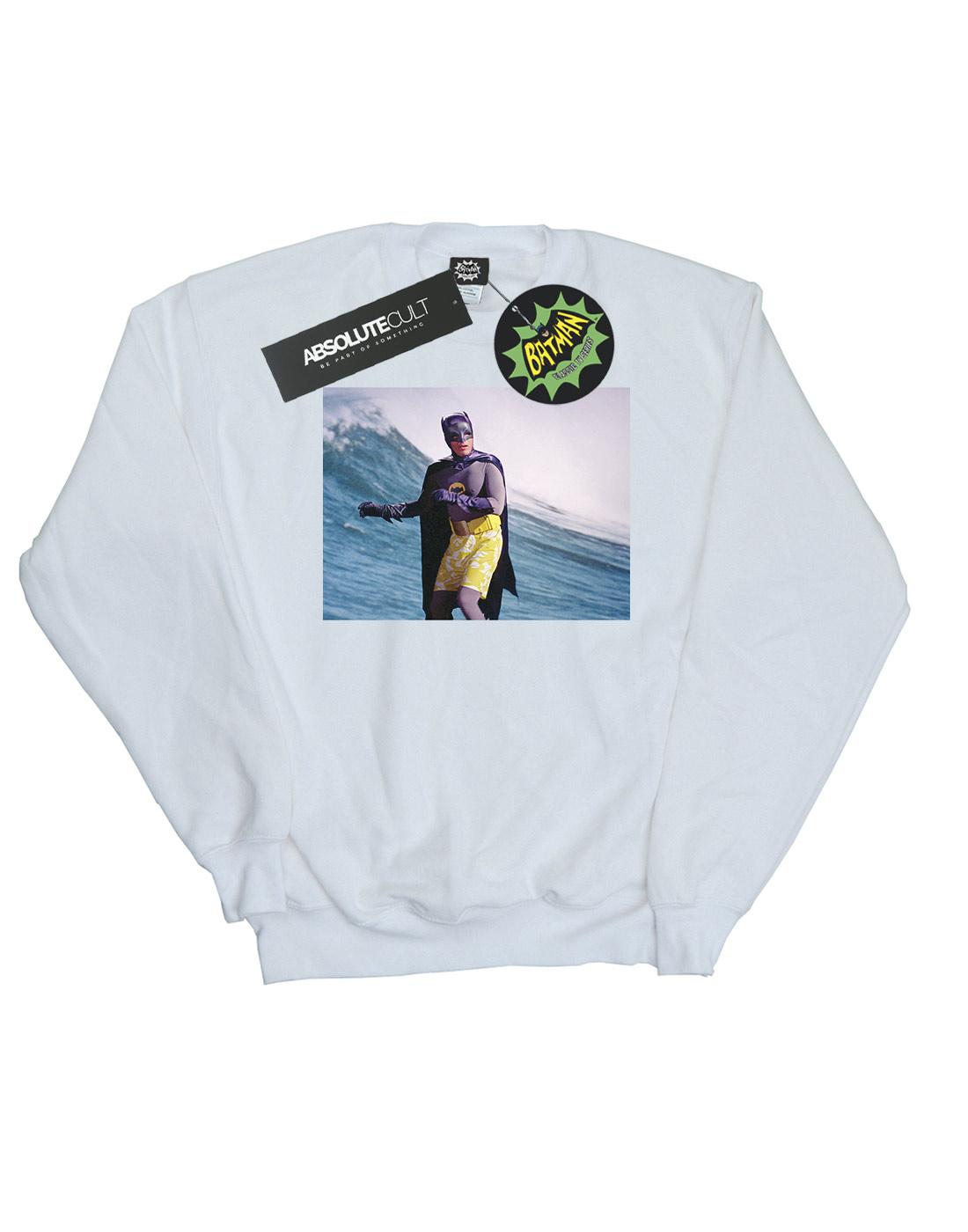 White - Front - DC Comics Mens Batman TV Series Surfing Still Cotton Sweatshirt