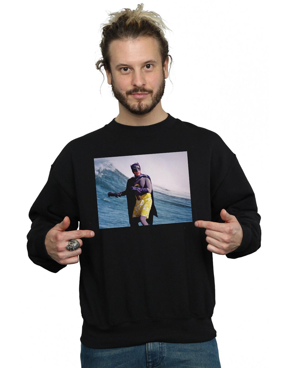 Black - Back - DC Comics Mens Batman TV Series Surfing Still Cotton Sweatshirt