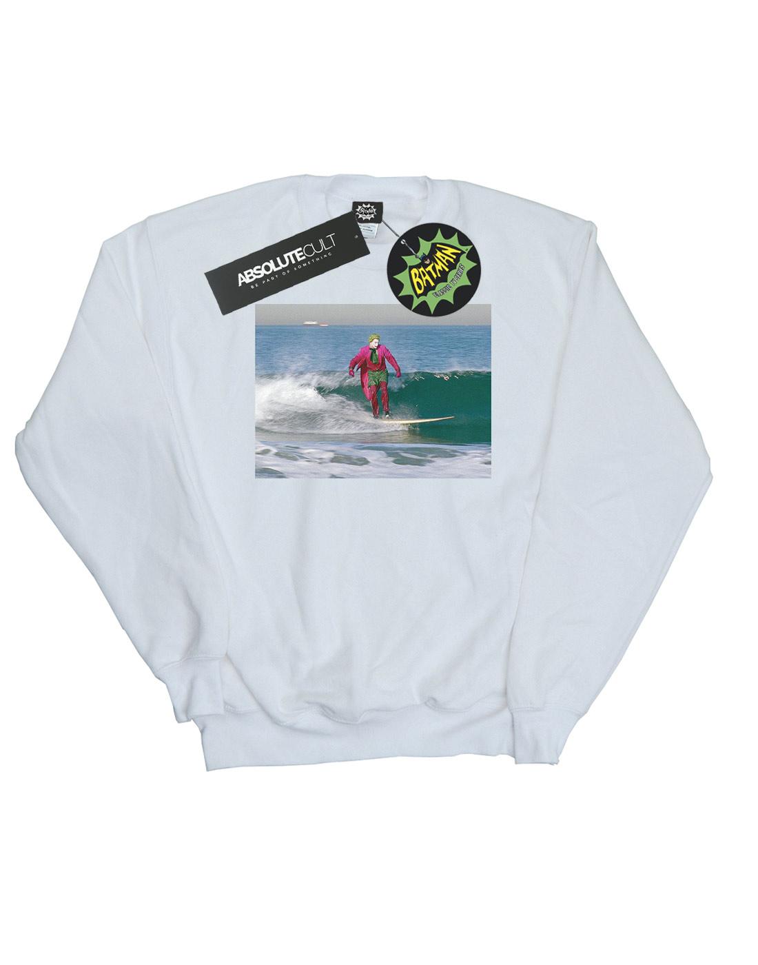 White - Front - DC Comics Mens Batman TV Series Joker Surfing Cotton Sweatshirt