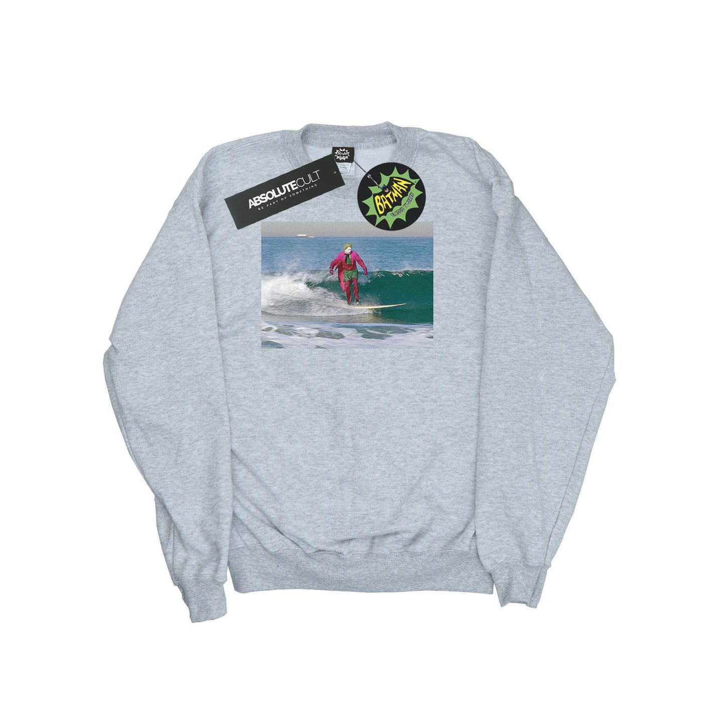 Sports Grey - Front - DC Comics Mens Batman TV Series Joker Surfing Cotton Sweatshirt