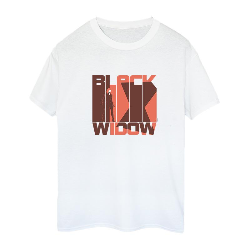 White - Front - Marvel Womens-Ladies Black Widow Movie Bars Logo Cotton Boyfriend T-Shirt