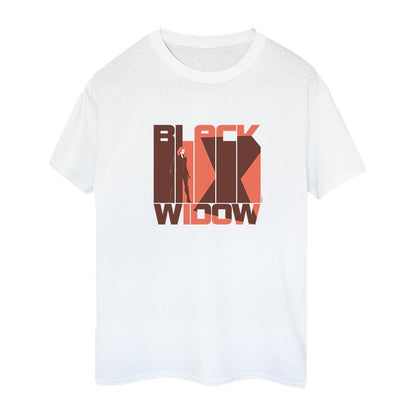 White - Front - Marvel Womens-Ladies Black Widow Movie Bars Logo Cotton Boyfriend T-Shirt