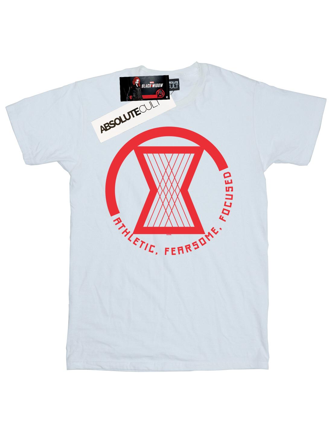 White - Front - Marvel Womens-Ladies Black Widow Movie Athletic Logo Cotton Boyfriend T-Shirt