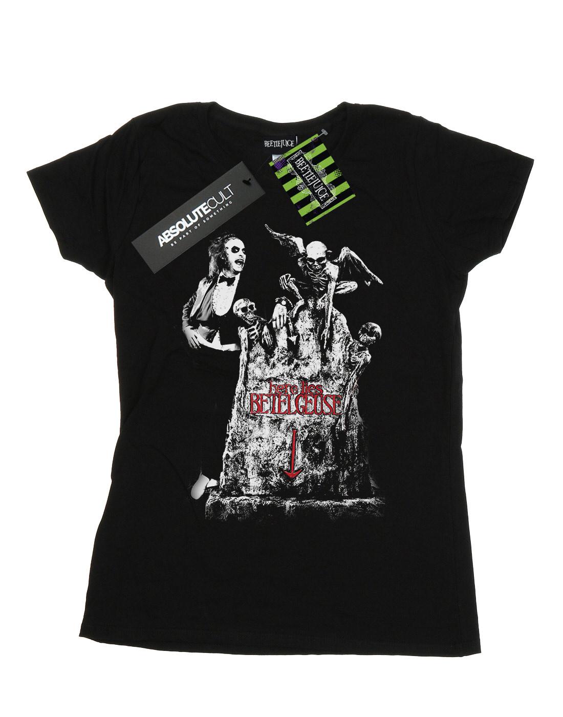 Black - Front - Beetlejuice Womens-Ladies Graveyard Pose Cotton T-Shirt