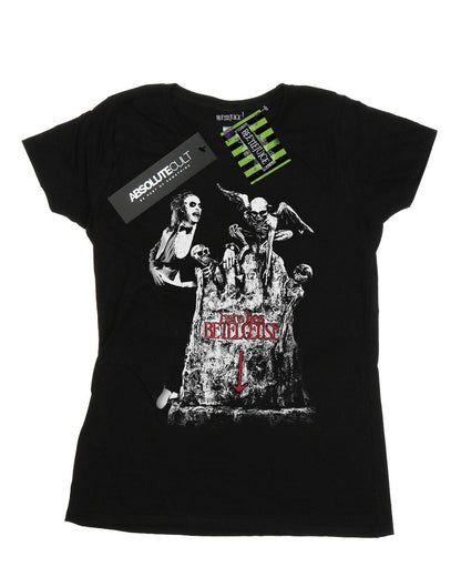 Black - Front - Beetlejuice Womens-Ladies Graveyard Pose Cotton T-Shirt