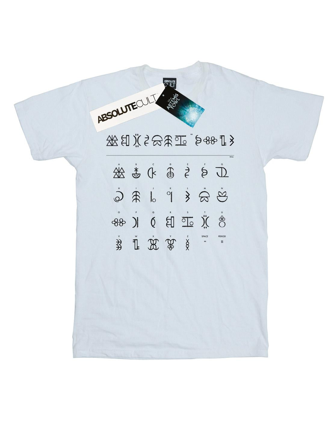 White - Front - Disney Mens Artemis Fowl Gnommish Alphabet T-Shirt