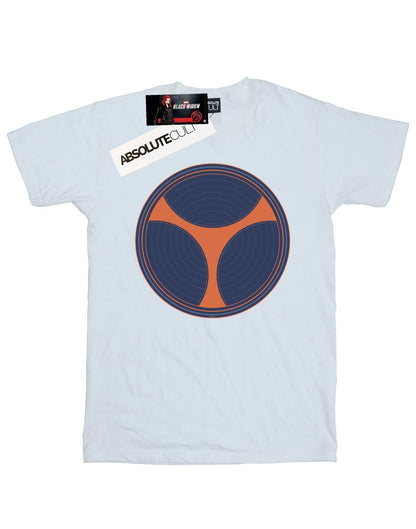 White - Front - Marvel Womens-Ladies Black Widow Movie Taskmaster Distressed Shield Cotton Boyfriend T-Shirt