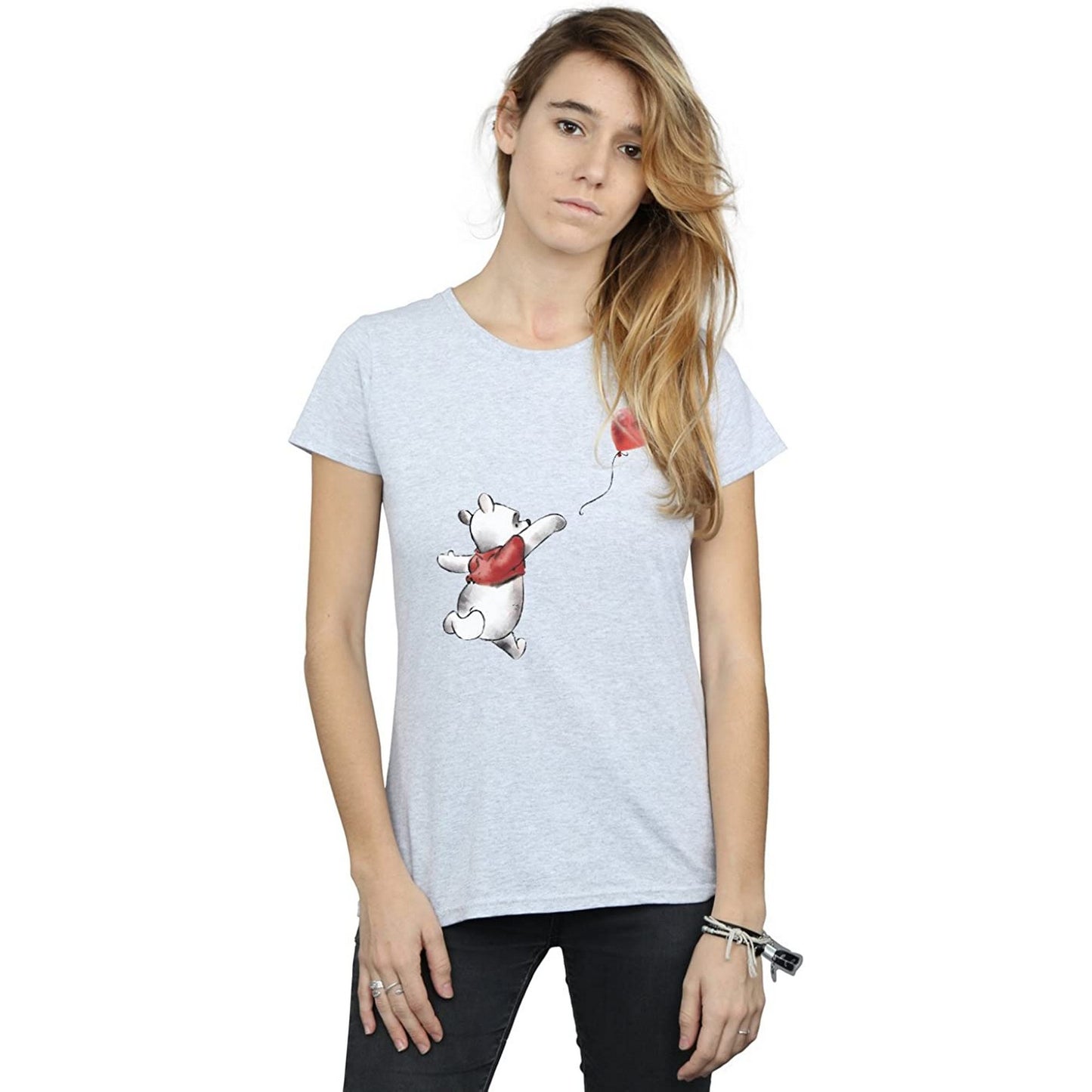 Sports Grey - Front - Winnie the Pooh Womens-Ladies Balloon T-Shirt