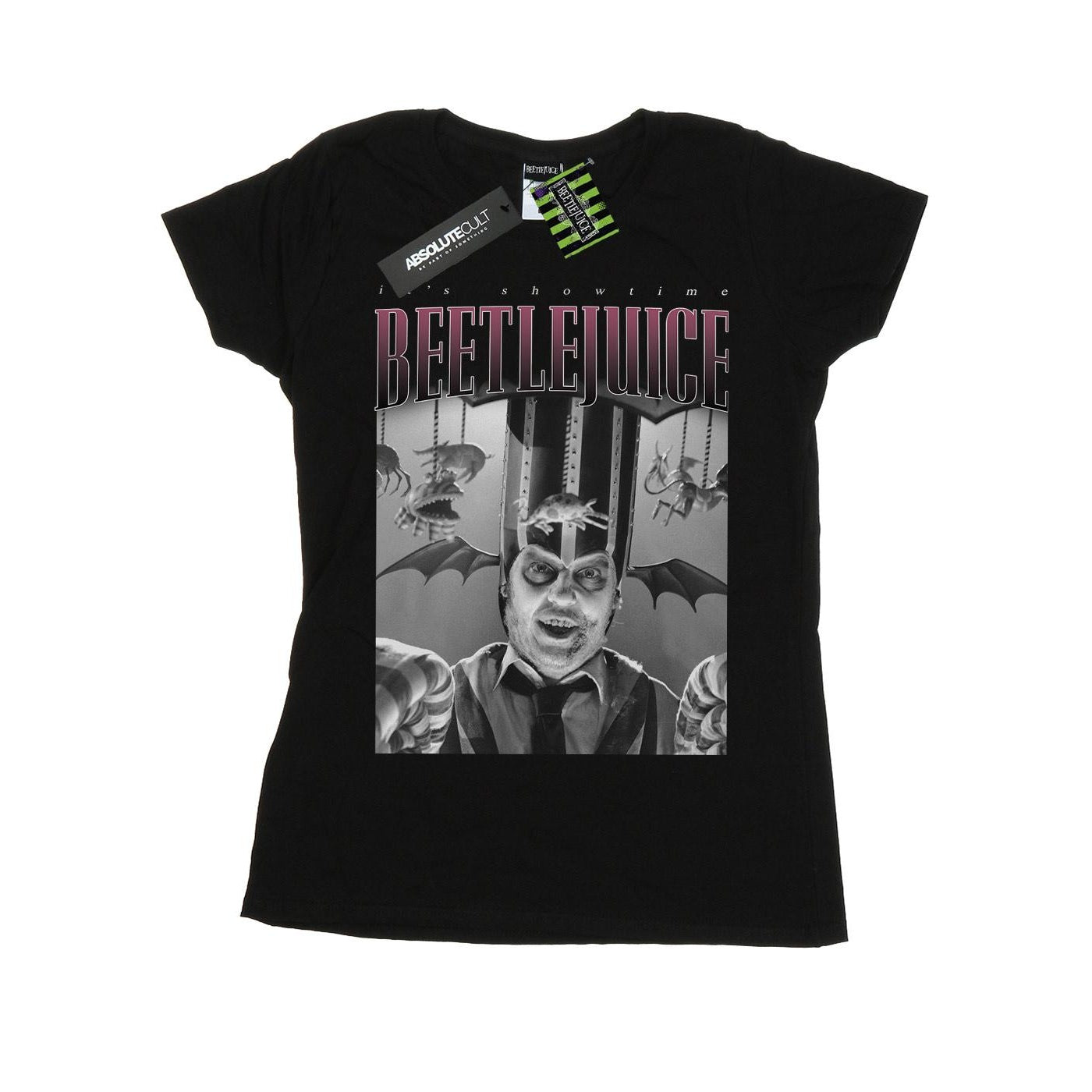 Black - Front - Beetlejuice Womens-Ladies Circus Homage Cotton T-Shirt