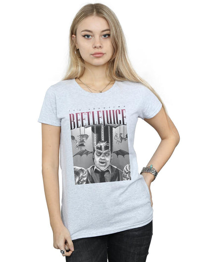 Sports Grey - Back - Beetlejuice Womens-Ladies Circus Homage Cotton T-Shirt
