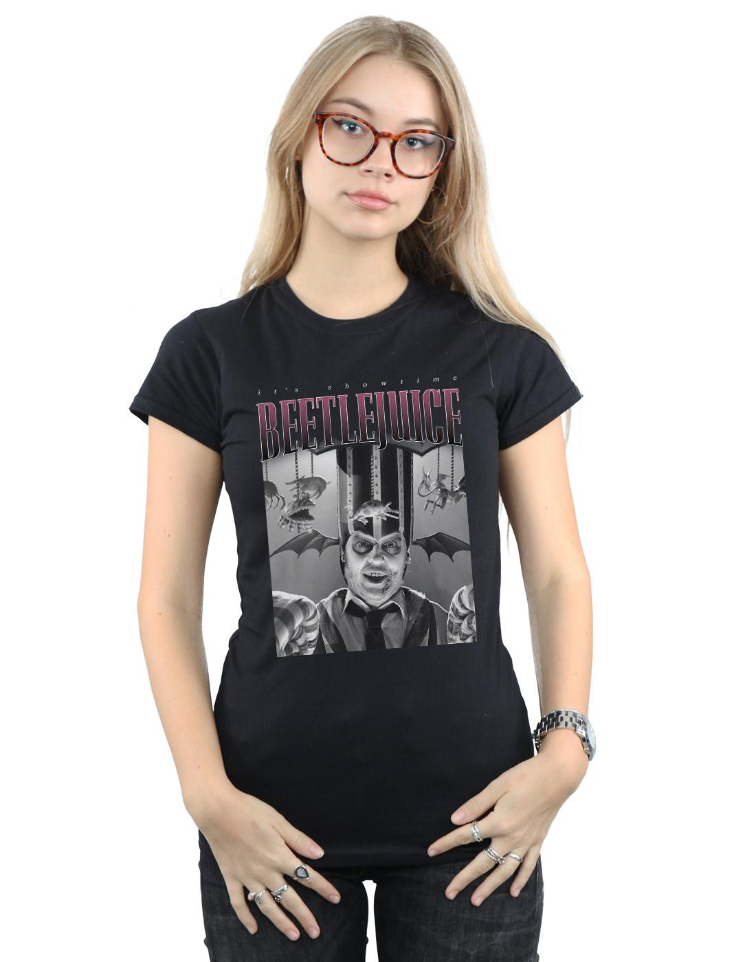 Black - Back - Beetlejuice Womens-Ladies Circus Homage Cotton T-Shirt