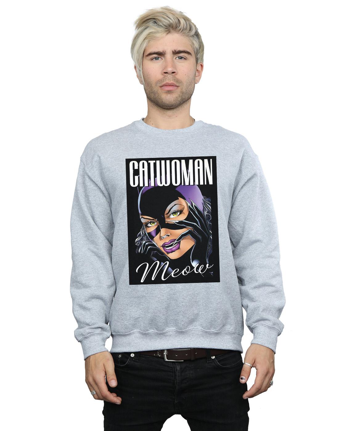 Sports Grey - Back - DC Comics Mens Batman Catwoman Feline Fatale Cotton Sweatshirt