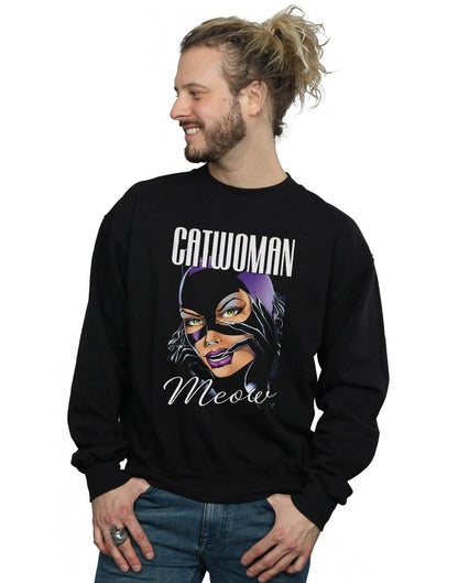 Black - Back - DC Comics Mens Batman Catwoman Feline Fatale Cotton Sweatshirt