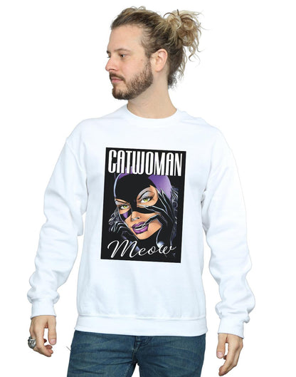 White - Back - DC Comics Mens Batman Catwoman Feline Fatale Cotton Sweatshirt