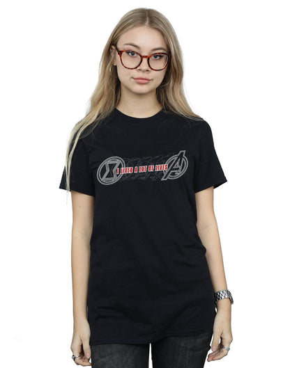 Black - Back - Marvel Womens-Ladies Black Widow Movie Lots Of Lives Cotton Boyfriend T-Shirt